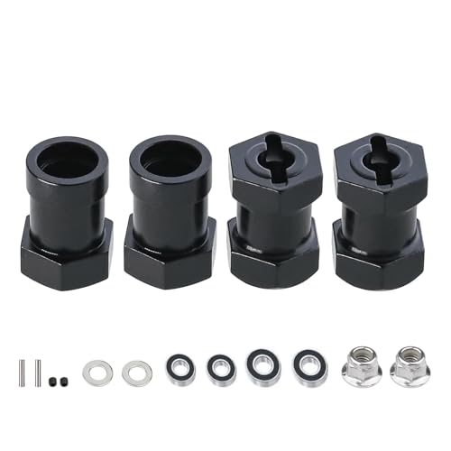 JOYSOG Aluminium 12 mm Radnabe Sechskant-Adapter für Tamiya Lunchbox CW-01/ORV Monster Beetle Hexagonal Connector Kit (Schwarz) von JOYSOG