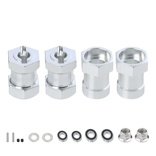JOYSOG Aluminium 12 mm Radnabe Sechskant-Adapter für Tamiya Lunchbox CW-01/ORV Monster Beetle Hexagonal Connector Kit (Silber) von JOYSOG
