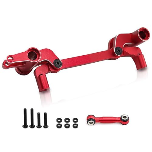 JOYSOG Aluminium-Lenkstange für TRAXXAS 1/10 4-TEC Drift Ford Mustang RC Lenkung Montageteile (rot) von JOYSOG