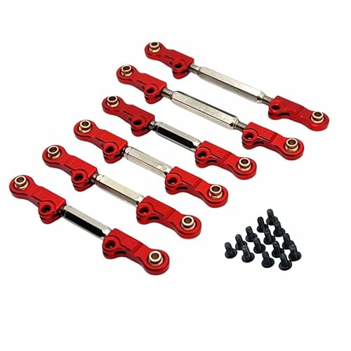 JOYSOG Aluminium-Spurstangen für MJX Hyper Go 7303 1/17 RC Gestänge, verstellbare Zugstangen, Zubehör (rot) von JOYSOG