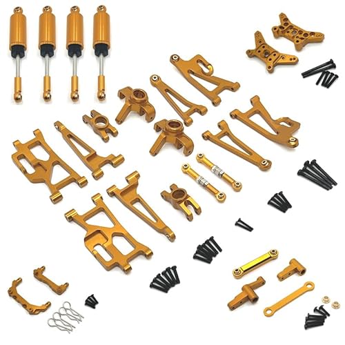 JOYSOG Hyper Go 1/14 RC Autoteile, Metall Front Rear Steering Cup Swing Arm Spurstange Body Post Zubehör Kit (Gold) von JOYSOG