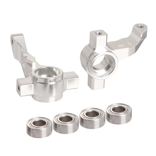 JOYSOG Metall-Lenkbecher für Tamiya 1/10 Fighter NXGEN DT-04 RC Auto vorne/hinten Lenkknöchelblock Teile (Silber und Vorderlenkschale) von JOYSOG