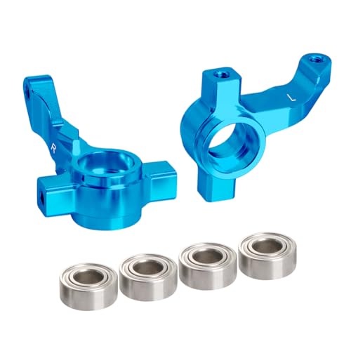 JOYSOG Metall-Lenkbecher für Tamiya 1/10 Fighter NXGEN DT-04 RC Auto vorne/hinten Lenkknöchelblock Teile (blau & Vorderlenkschale) von JOYSOG