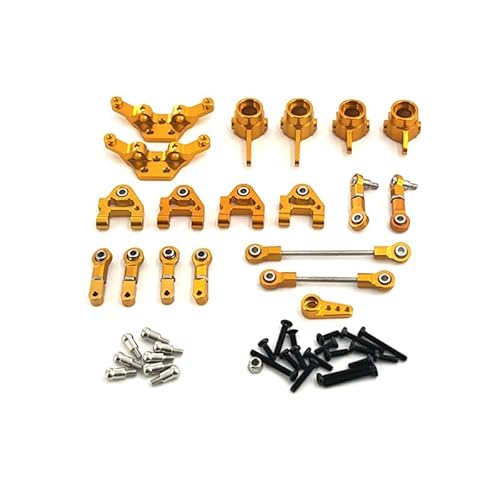 JOYSOG RC Autoteile für Wltoys 1/28 284161 284010 284131 K989 k979 K969 P929 P939 Vordere und hintere Lenkknöchel, Stoßstange, Gestänge, Servo Link Pull Rod Kit (Gold) von JOYSOG