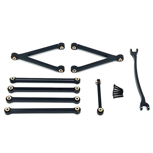 JOYSOG RC Spurstangen Set für FMS 1/24 FCX24M Metall High Clearance Chassis Links Lenkstange Servo Gestänge (Schwarz) von JOYSOG