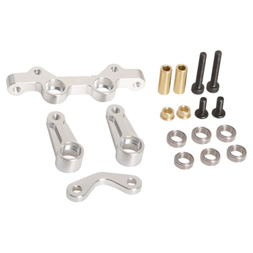 JOYSOG RC Steering Kit for Tamiya 1/10 Fighter NXGEN DT-04 RC Aluminum Steering Assembly Steering Knuckle Parts (Silver) von JOYSOG