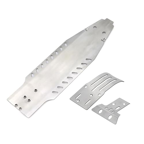 JOYSOG für Tamiya BB01 BBX BB-01 1/10 RC Chassis Armor Guard Platte, Edelstahl Front Rear Chassis Armor Protection Plate Skid Plate Parts (Front Rear+Chassis Protector Platte) von JOYSOG