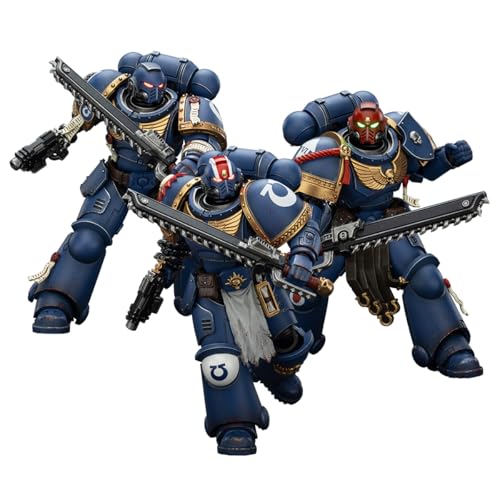 JOYTOY 1/18 Actionfigur Warhammer 40K Spacemarine Ultramarines Lieutenant Titus, Brother Chairon, Sergeant Gadriel Set of 3 – Collectors Edition von JOYTOY