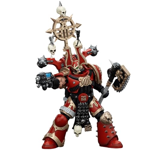 JOYTOY 1/18 Spielzeugfigur Warhammer 40k, World Eaters Khorne Berzerker with Berzerker lcon, 13 cm Sammelfigur,15 Jahre und älter, Die perfekte Wahl für Fans und Sammler von JOYTOY