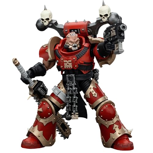 JOYTOY 1/18 Spielzeugfigur Warhammer 40k, World Eaters Khorne Berzerker with Eviscerator Chainsword, 13 cm Sammelfigur,15 Jahre und älter, Die perfekte Wahl für Fans und Sammler von JOYTOY
