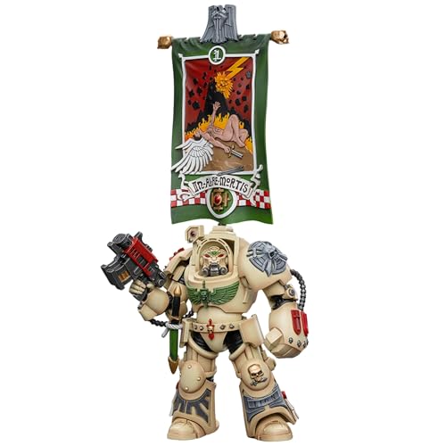 JOYTOY Warhammer 40.000 1/18 Actionfigur Dark Angels Deathwing Ancient mit Firmenbanner 13,7 cm bewegliches Modell Sammelfigur von JOYTOY