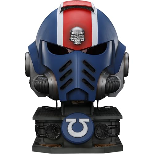 JOYTOY Warhammer 40K Space Marine 2 Ultramarines Lieutenant Titus' MKX Helmet & Display Stand 1/1 Sammeln Und Zeigen Modell von JOYTOY