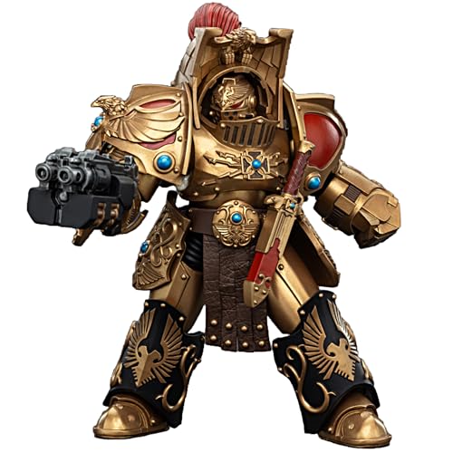 JOYTOY Warhammer 40k 1/18 Actionfigur, Legio Custodes Aquilon Terminator Squad Aquilon mit Lastrum Storm Bolter, Sammlerstück, Spielzeug für Kinder ab 15 Jahren und Erwachsene, 13,7 cm, Vorbestellung von JOYTOY