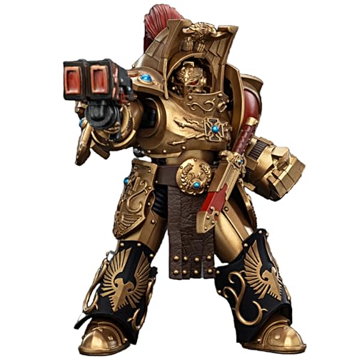 JOYTOY Warhammer 40k 1/18 Actionfigur, Legio Custodes Aquilon Terminator Squad Aquilon mit Twin-Linked Adrathic Destruktor, Sammlerstück, Spielzeug für Kinder ab 15 Jahren und Erwachsene, 13,7 cm von JOYTOY