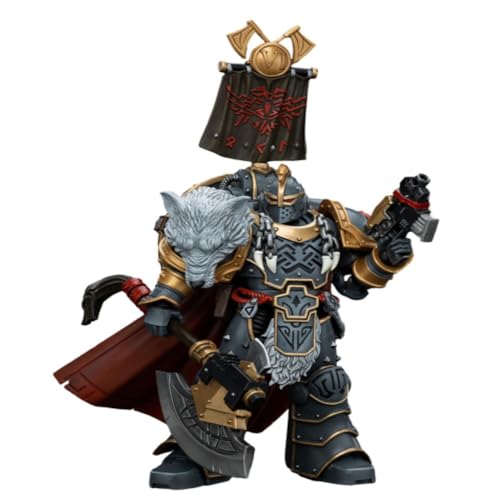 JOYTOY Warhammer Horus Heresy Space Wolves Legion Praetor mit Poweraxt und Kampfschild, 12,4 cm, Maßstab 1/18, Sammel-Actionfigur mit exquisitem Design, Geschenke für Fans & Sammler von JOYTOY