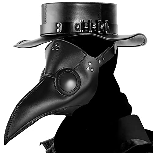 JOYUE Pest Doktor Maske, Vogelschnabel Steampunk Maske Lange Nase Schnabelmaske Pest Arzt Maske, Halloween Maske für Halloween Karneval Party und Erwachsene Cosplay (Schwarz) von JOYUE