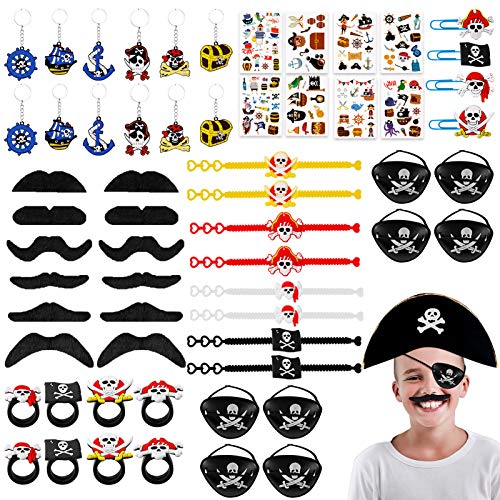 JOYUE Piraten Party Mitgebsel Kindergeburtstag, 60 Stk Piraten Spielzeug Geburtstag Gastgeschenke Enthalten Piraten Augenklappe Schnurrbart Armbänder Schlüsselanhänger Tätowierungen Haarspangen Ring JOYUE Piraten Party Mitgebsel Kindergeburtstag, 60 Stk Piraten Spielzeug Geburtstag Gastgeschenke Enthalten Piraten Augenklappe Schnurrbart Armbänder Schlüsselanhänger Tätowierungen Haarspangen Ring von JOYUE