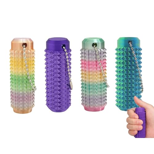 JOYVOVO 4X Pain Fidget Spiky Grippie Stim Schlüsselanhänger, Venting Key Pendant for Anxiety Relief Positive, stacheliger Grippie-SIM-Schlüsselanhänger, Anti Stress Sensorik Spielzeug Erwachsene von JOYVOVO