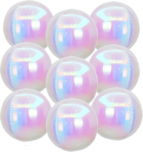 JOZMMZEOOA 7 schillernde 4D-Luftballons, Farbverlauf, Mylar, große runde Kugel, Folienballons für Mädchen, Prinzessin, Meerjungfrau, Geburtstag, Hochzeit, Babyparty, Party-Dekorationen (Regenbogen) von JOZMMZEOOA