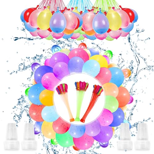JOZMMZEOOA 944 Stück Wasserbomben,Wasserballons Wasser-Bomben Mega-Pack,Wasserbomben Selbstschließend,60 Sekunden Schnellfüller Kinder Bunte Wasserbombens Wiederverwendbar mit 4 Wasserhahn Anschluss von JOZMMZEOOA