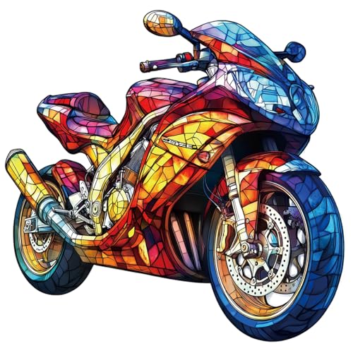 Holzpuzzle für Erwachsene (200 Teile, 30 x 30 cm) Motorrad-Holzpuzzle für Erwachsene, einzigartiges Tierpuzzle aus Holz, Familienspiel und Geburtstagsgeschenk für Freunde, Familienspiel von JOZYSH