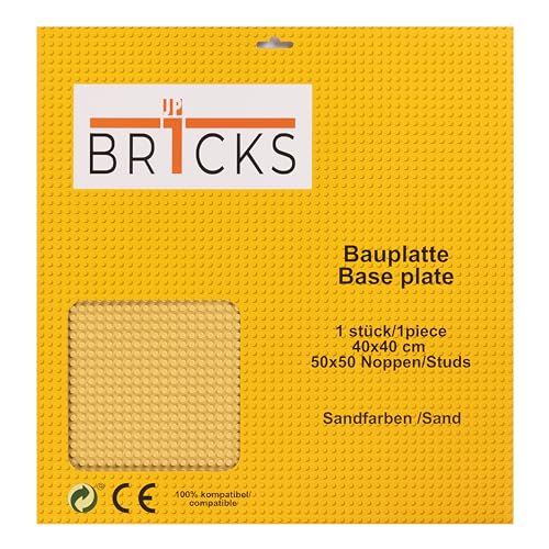 JP BR1CKS Bauplatte, 50x50 (40 x 40 cm), 1er Set/ 1 Platte, Kompatibel mit Allen führenden Marken ideal zum erbauen von Städten oder Landschaften (Sand) von JP BR1CKS