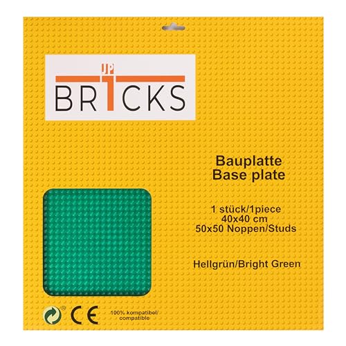 JP BR1CKS Bauplatte, 50x50 (40 x 40 cm), 1er Set/ 1 Platte, Kompatibel mit Allen führenden Marken ideal zum erbauen von Städten oder Landschaften (transparent Grün) von JP BR1CKS