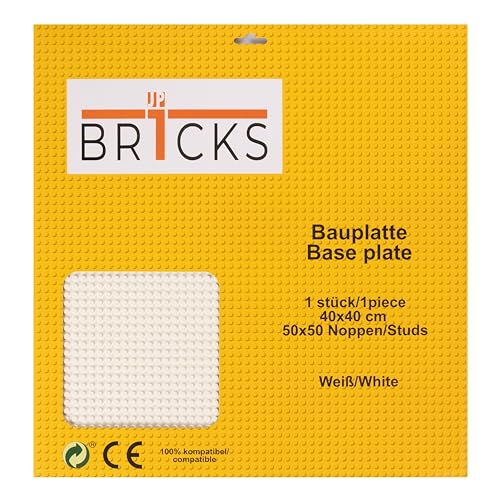 JP BR1CKS Bauplatte, 50x50 (40 x 40 cm), 1er Set/ 1 Platte, Kompatibel mit Allen führenden Marken ideal zum erbauen von Städten oder Landschaften (weiß) von JP BR1CKS