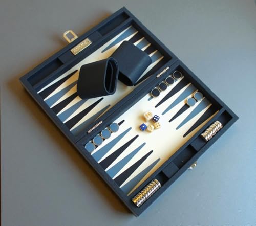 Italfama Backgammon-Koffer aus Kunstleder für 2 Spieler, hergestellt in Italien von Italfama, 28 x 17 cm, geschlossen, ab 14 Jahren, Königsblau von JP GAMES LTD