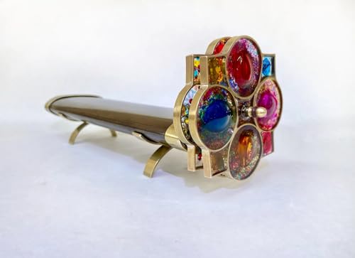 JP GAMES LTD Riesiges elliptisches Blumen-Kaleidoskop (23 cm) – hochwertiges einzigartiges Messingfernrohr, handgefertigt in Israel von Roy Cohen von JP GAMES LTD
