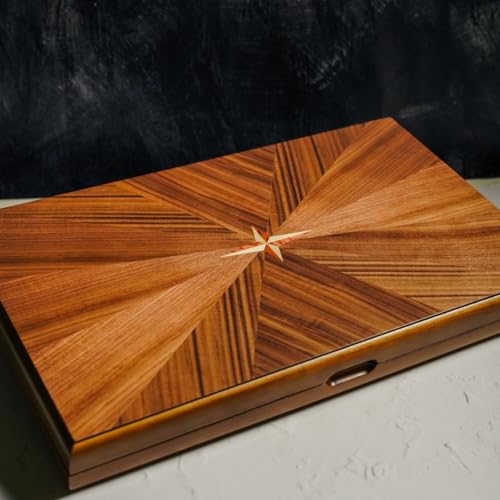 Luxuriöses handgefertigtes Backgammon-Set aus Walnussholz, für 2 Spieler, ab 14 Jahren, handgefertigt in Italien von Italfama, Turniergröße, 48 x 29 cm geschlossen von JP GAMES LTD