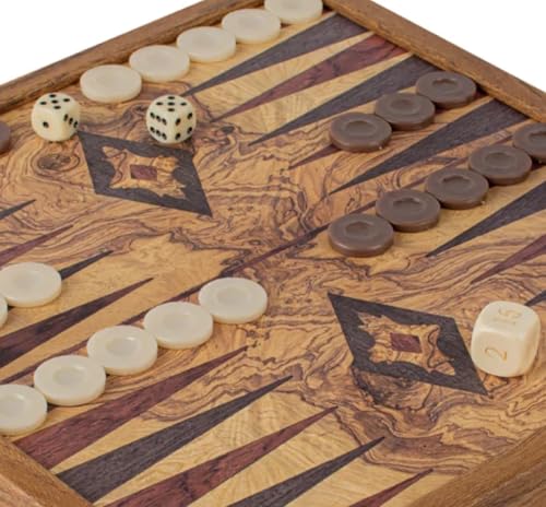 Manopoulos Traditionelles 2-in-1-Kombi-Spiel-Set: Schach & Backgammon, hergestellt in Griechenland, Walnussfurnier, Erwachsene ab 14 Jahren von JP GAMES LTD