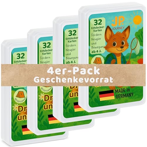Entdeckerkarten für Kinder ab 4 Jahren – 4er-Pack – 4 x 32 Outdoor-Aufgaben zum Forschen & Entdecken in Wald, Park & Garten I Natur-Spiel für Mädchen & Jungen I Lernspiel & Geschenk I Reiseformat Entdeckerkarten für Kinder ab 4 Jahren – 4er-Pack – 4 x 32 Outdoor-Aufgaben zum Forschen & Entdecken in Wald, Park & Garten I Natur-Spiel für Mädchen & Jungen I Lernspiel & Geschenk I Reiseformat von JP Journey