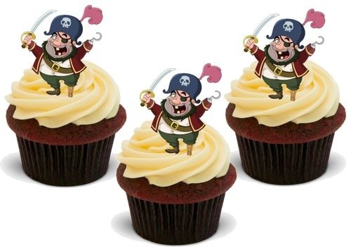 EIN BEINIGER PIRAT - 12 essbare hochwertige stehende Waffeln Kuchen Toppers - ONE-LEGGED PIRATE von JPS