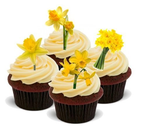 Frühling OSTERGLOCKE Blumenmischung - 12 essbare hochwertige stehende Kuchen Toppers - Spring DAFFODIL Flower Mix von JPS