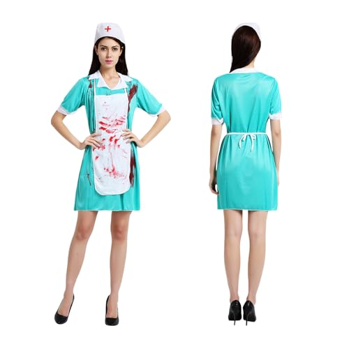 JPSDOWS Blutiges Krankenschwester-Kostüm Halloween | Blutige Krankenschwester für Halloween | Unisex-Kostüm-Set für Horror-Partys und Schulveranstaltungen JPSDOWS Blutiges Krankenschwester-Kostüm Halloween | Blutige Krankenschwester für Halloween | Unisex-Kostüm-Set für Horror-Partys und Schulveranstaltungen von JPSDOWS