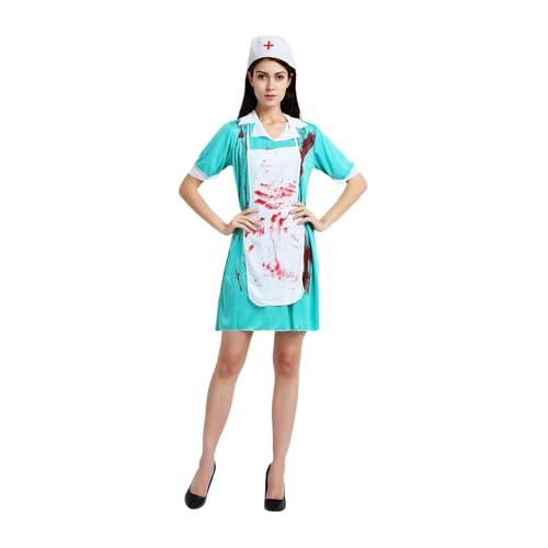 JPSDOWS Blutiges Krankenschwester-Kostüm für Damen – Kostüm Blutige Krankenschwester Cosplay Kostüm für Partys mit medizinischem Thema Unisex JPSDOWS Blutiges Krankenschwester-Kostüm für Damen – Kostüm Blutige Krankenschwester Cosplay Kostüm für Partys mit medizinischem Thema Unisex von JPSDOWS