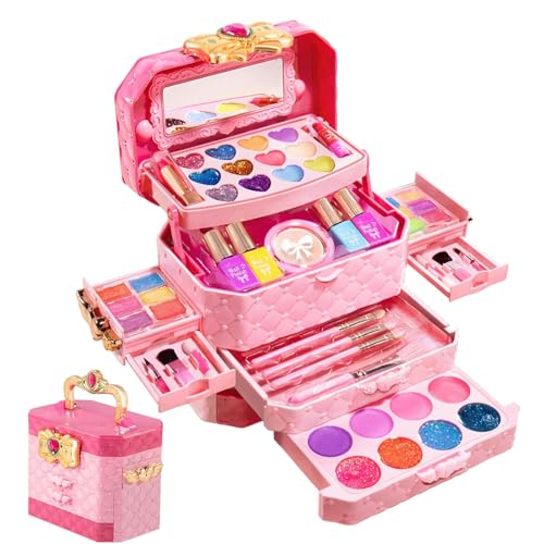 JPSDOWS Make-up-Set für kleine Mädchen, Kinder-Make-up-Set für Mädchen - Waschbares Kleinkind-Make-up-Set | Echtes waschbares Make-up für Mädchen, Prinzessinnen-Spiel-Make-up-Spielzeug, von JPSDOWS