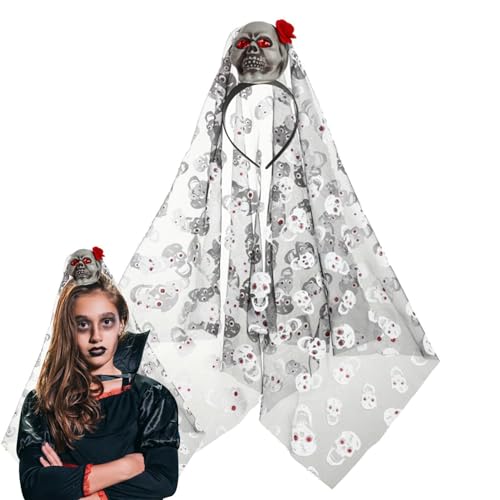 JPSDOWS Totenkopf-Haarbänder - Halloween Gothic Stirnband,Kostüm-Party-Kopfbedeckungen, Gothic-Blumen-Haarreifen für Kinder, Jungen und Mädchen von JPSDOWS