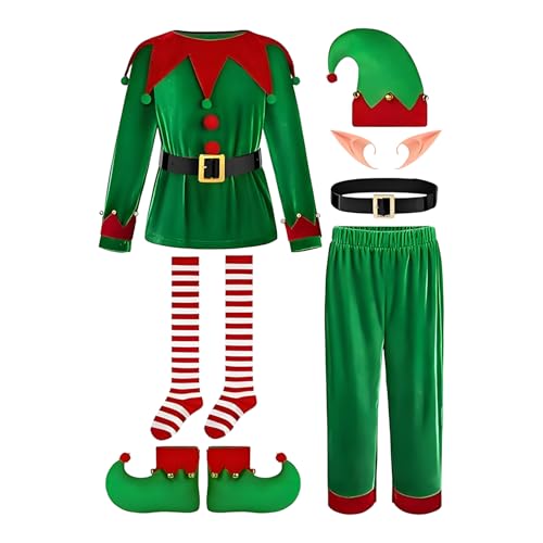 JPSDOWS Weihnachtskostüm für Kinder – Helfer-Kleid des Weihnachtsmanns für Partys, Rollenspiel für Partys und Themenveranstaltungen von JPSDOWS