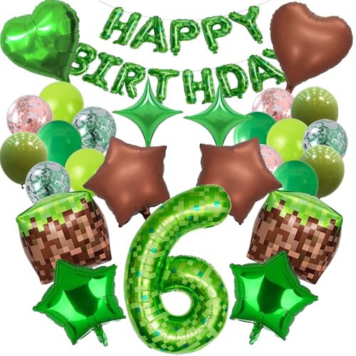 Geburtstag Deko für Jungen Gamer, 6 Jahr Kinder geburtstag Luftballon deko, 25 Stück enthält Quadratischer, Pentagramm, Liebe, Zahlen, Latexballons, Aluminiumfolie Banner, Für kinder party Deko Geburtstag Deko für Jungen Gamer, 6 Jahr Kinder geburtstag Luftballon deko, 25 Stück enthält Quadratischer, Pentagramm, Liebe, Zahlen, Latexballons, Aluminiumfolie Banner, Für kinder party Deko von JPWPFAA