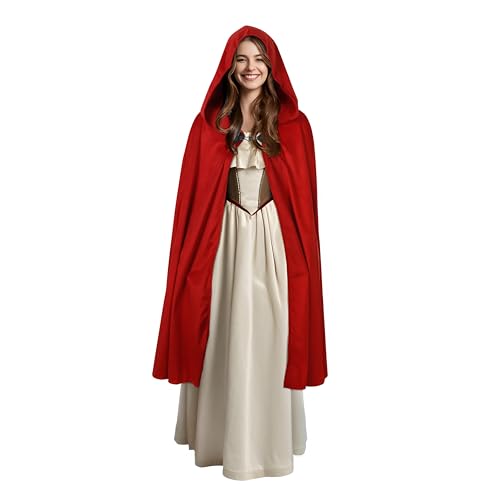 JPXH Kapuzenumhang Mittelalter Renaissance Umhang Erwachsene Männer und Frauen Halloween Ostern Erste Wahl (rot-2) von JPXH