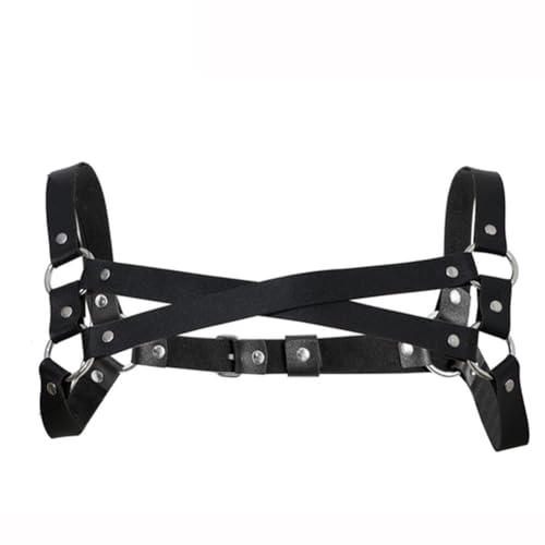 JPXJGT Adjustable Men's Punk Leather Harness Belt Half Strap Rave Clubwear Masquerade Costume(Size:Einheitsgröße,Color:Schwarz) von JPXJGT