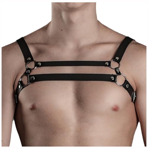 JPXJGT Men's Adjustable Body Harness Buckle Strap PU Leather Halloween Punk(Size:Eine Größe,Color:schwarz) von JPXJGT