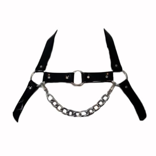 JPXJGT Men's Faux Leather Adjustable Body Chest Harness Nightclub Roleplay Costume(Size:Einheitsgröße,Color:Schwarz) von JPXJGT