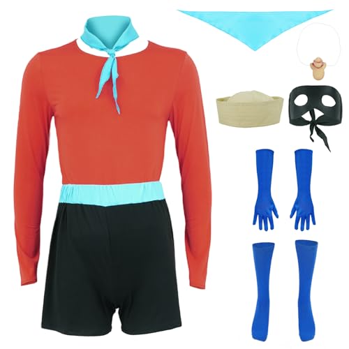Barnacle Jungenkostüm Meerjungfrau Herren Kostüme Erwachsene Halloween Charakter Cosplay Outfit Hut Handschuhe Schal Requisiten Set, Rotes Set, M Barnacle Jungenkostüm Meerjungfrau Herren Kostüme Erwachsene Halloween Charakter Cosplay Outfit Hut Handschuhe Schal Requisiten Set, Rotes Set, M von JQAKFIY