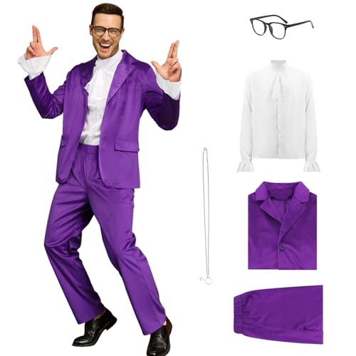 JQAKFIY Austin Kostüm Spionage Swinger Anzug, Violett, X-Small von JQAKFIY
