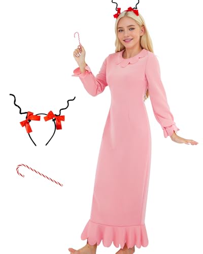 JQAKFIY Cindy Lou Who-Kostüm für Damen, rosa Kleid, Erwachsene, Weihnachten, Nachthemd, Halloween, Charakter, Cosplay, Größe M JQAKFIY Cindy Lou Who-Kostüm für Damen, rosa Kleid, Erwachsene, Weihnachten, Nachthemd, Halloween, Charakter, Cosplay, Größe M von JQAKFIY