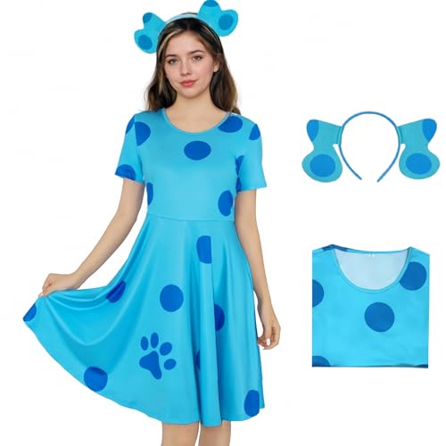 JQAKFIY Lilo Kostüm für Damen, Bo Peep-Kostüm, blaues Hundekleid, Hawaii, ausgestellte Kleider, Halloween, Erwachsene, Cartoon, Cosplay, Outfit, Größe XXL JQAKFIY Lilo Kostüm für Damen, Bo Peep-Kostüm, blaues Hundekleid, Hawaii, ausgestellte Kleider, Halloween, Erwachsene, Cartoon, Cosplay, Outfit, Größe XXL von JQAKFIY