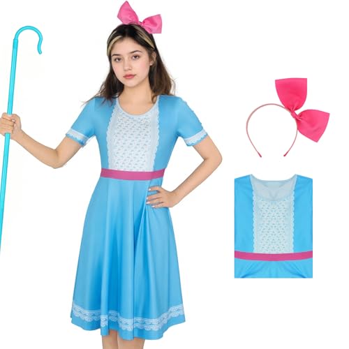 JQAKFIY Lilo Kostüm für Damen, Bo Peep-Kostüm, blaues Hundekleid, hawaiianisches ausgestelltes Kleid, Halloween, Erwachsene, Cartoon-Cosplay-Outfit, Größe 3XL JQAKFIY Lilo Kostüm für Damen, Bo Peep-Kostüm, blaues Hundekleid, hawaiianisches ausgestelltes Kleid, Halloween, Erwachsene, Cartoon-Cosplay-Outfit, Größe 3XL von JQAKFIY